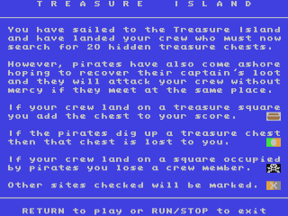 Treasure Island title screen for Commodore 64